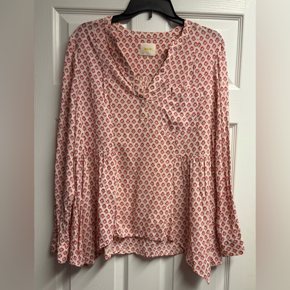 Maeve Anthropologie Laiken Popover V-neck Shirt Size Medium